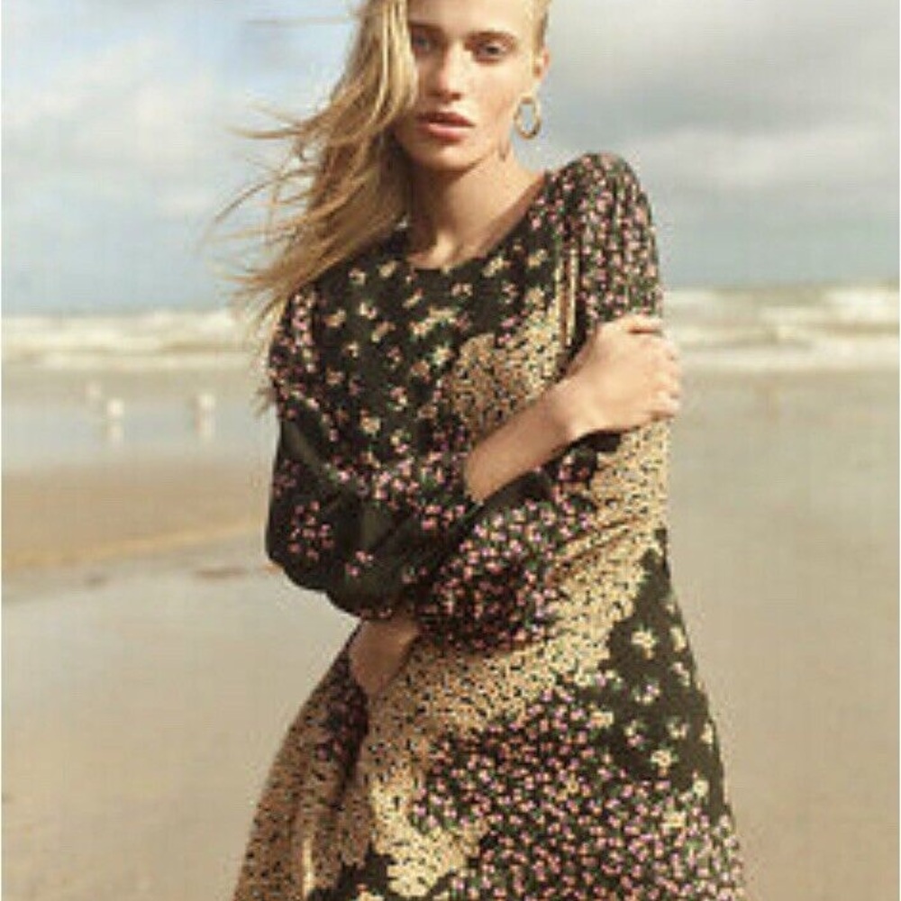 EUC Anthropologie x Kachel floral dress with puffed sleeves